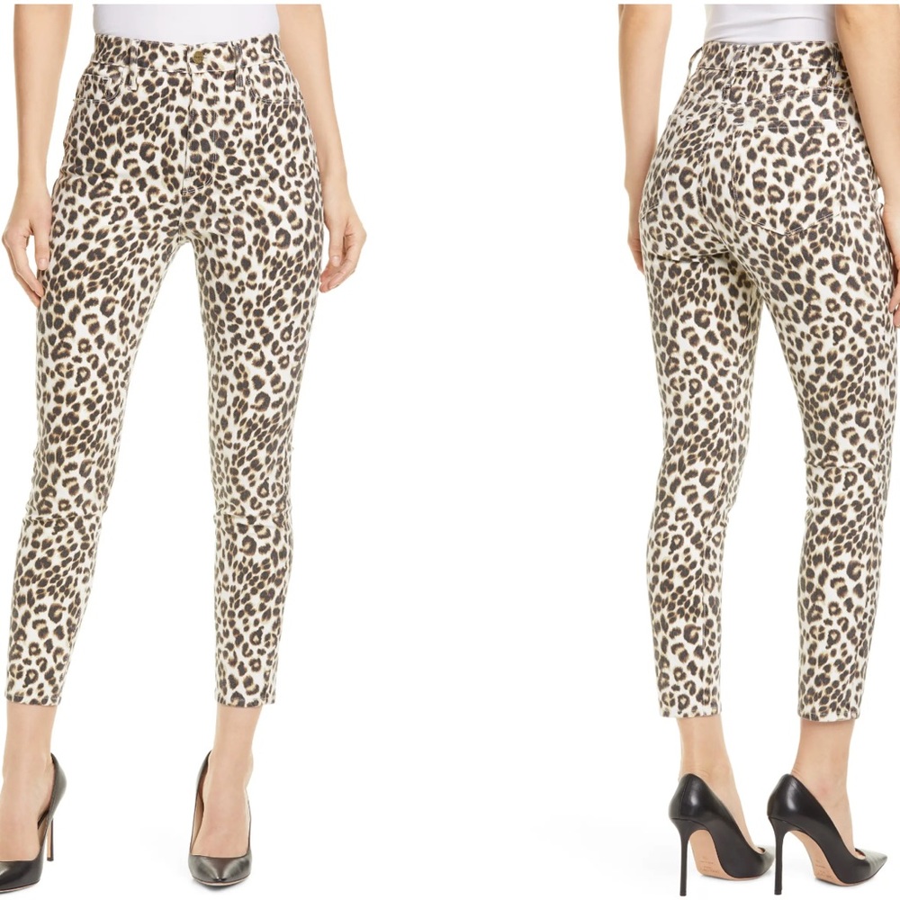 Frame Leopard Print Skinny Jeans